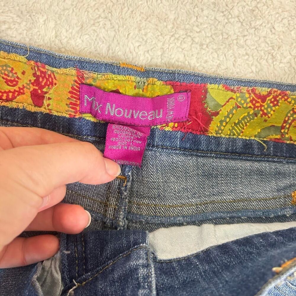 Mix Nouveau Y2K Denim and Fabric Tiered Multi-Media Skirt - Picture 4 of 5